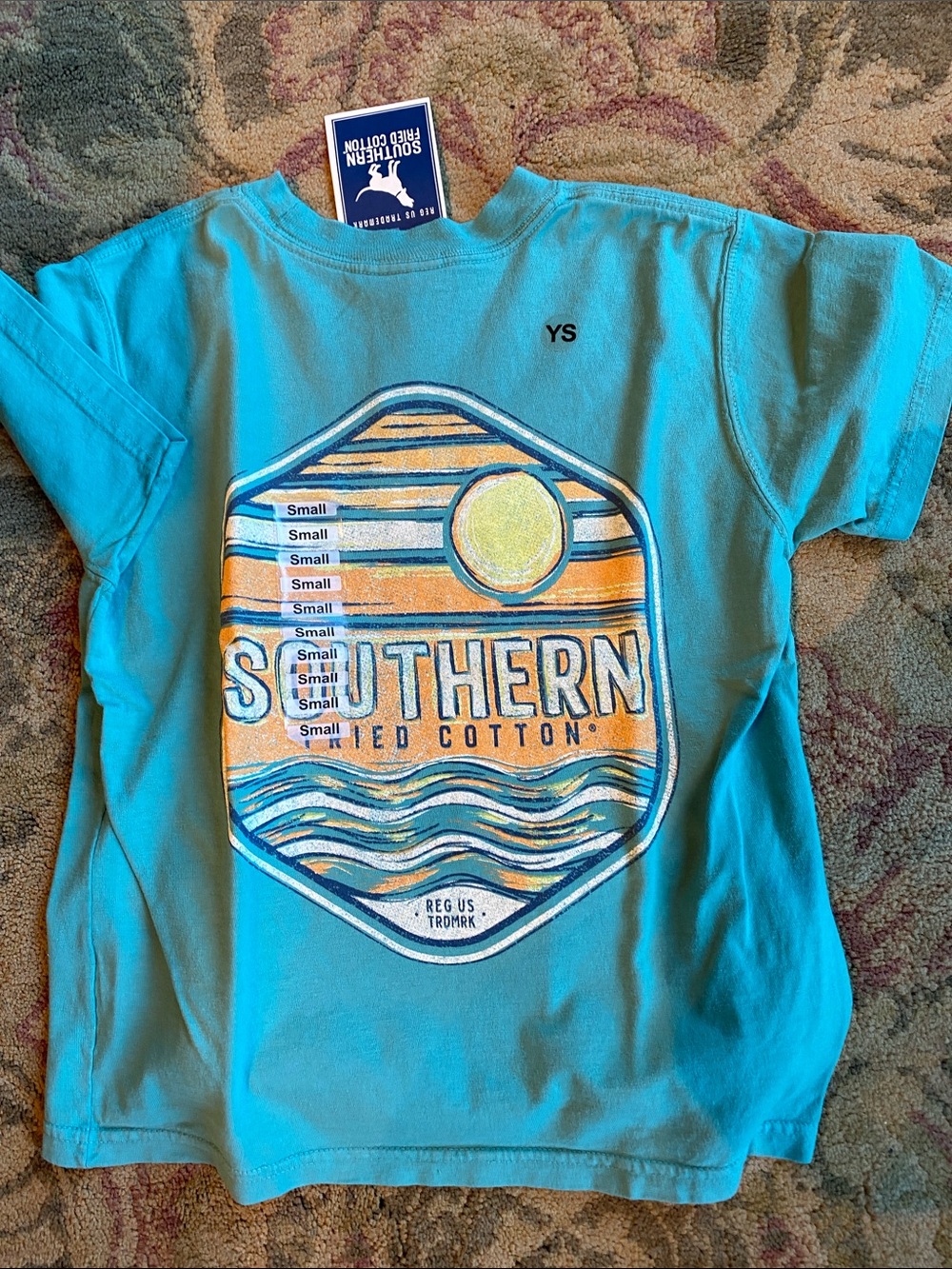 Southern Tee in Bright Turquoise with Sunset Graphic